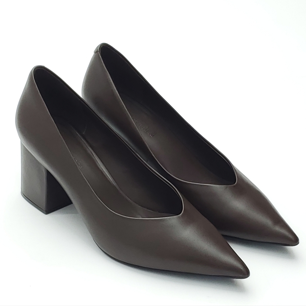 Jeffrey Campbell Women's Hourglass Pointed Toe Pumps Leather Brown Size US 8.5